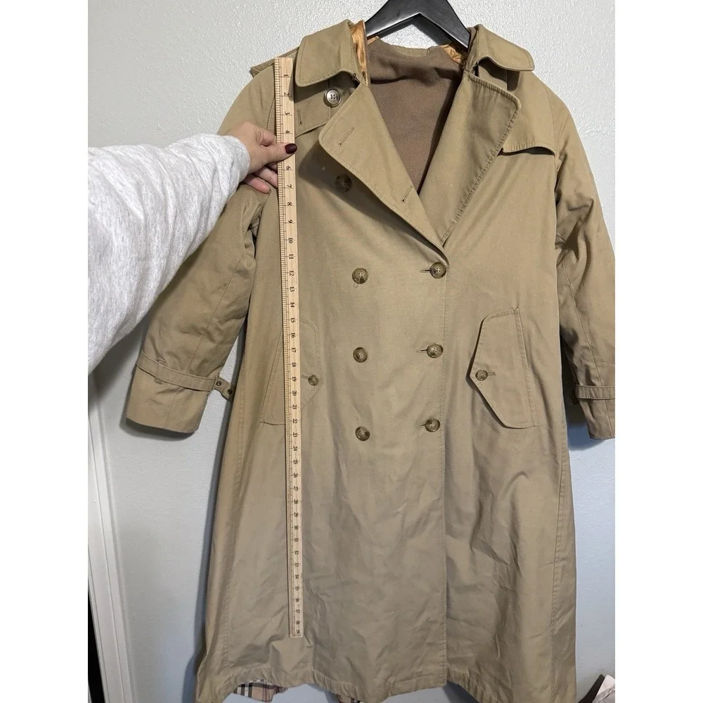 Vintage Tan Canvas Trench Coat With Wool Blend Removable Liner Unbranded Size 6 - Picture 7 of 11